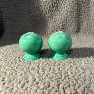 Fiestaware vintage light green salt and pepper ball shakers